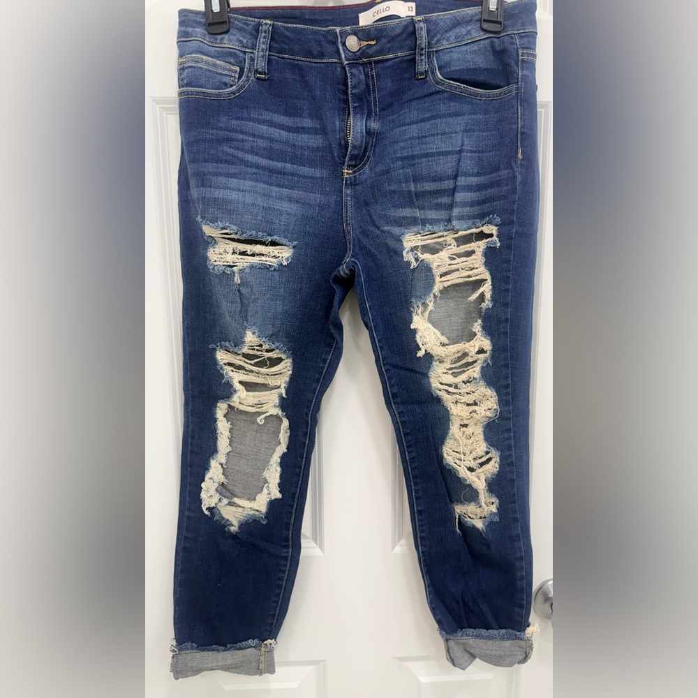 Cello Distressed Dark Blue Jeans
